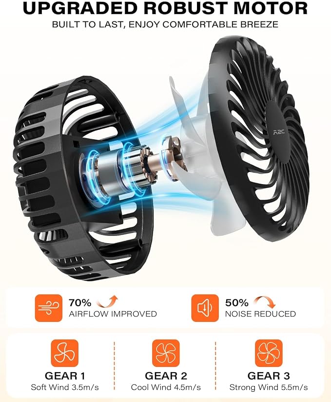 A2C Rechargeable Treadmill Fan for Peloton Bike & Exercise Bike [4000mAh], Portable Fan with 16.5" Long Bendable Arm, 3 Speed, 360° Rotation, Accessories for Peloton Fit Bike, Bike+ or Tread [2-Pack]