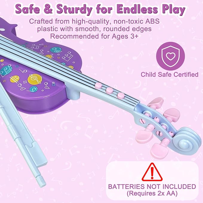 Sealive Kids Electronic Violin Toy with Bow, 17 Inch Music Instrument for Kids Ages 2+, Soft Simulated Bowing Surface, Built-in Songs, Auto Play & Tremolo Modes, Musical Gift for Girls Boys