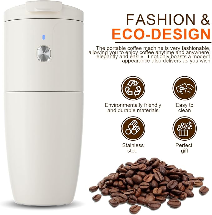 Self-Heating Electric Coffee Maker Cup, Portable Mini Coffee Maker Compact Design for Camping Hiking Traval