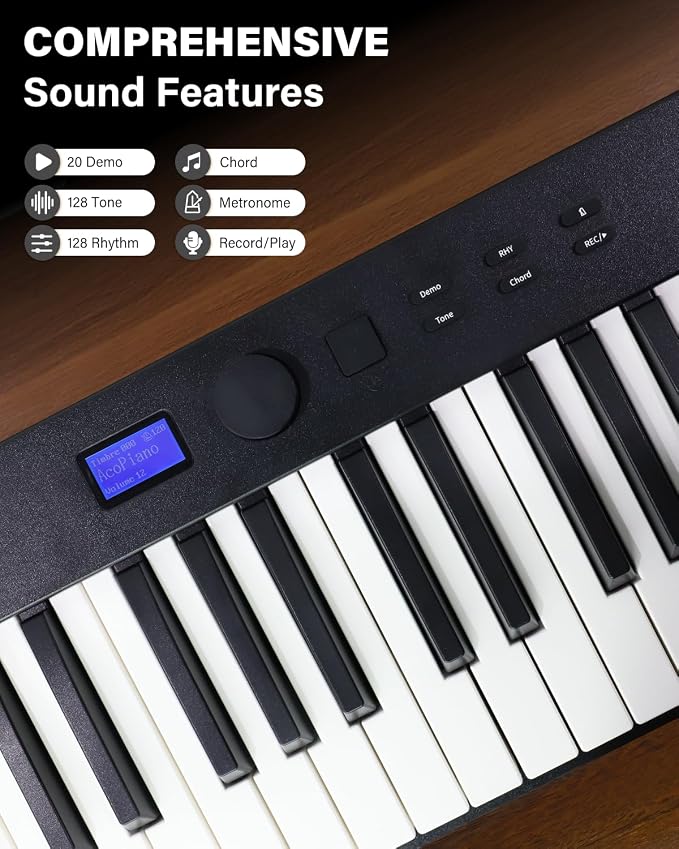 AiJoy 88-Key Piano Keyboard Portable Folding Piano with Semi-Weighted Keyboard, USB-MIDI, Sustain Pedal and Stand, Electric Keyboard Piano for Beginners, Black
