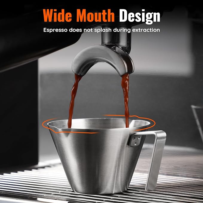 YARRAMATE Milk Frother Wand Handheld & 4 Pcs Stainless Steel Espresso Cups