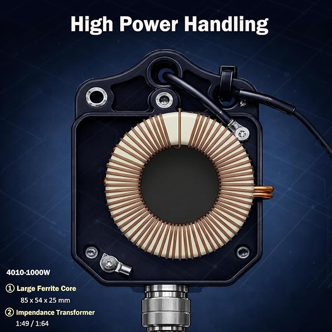 JYR4010-1000W End Fed Half Wave Antenna for Ham Radio, 1000W Shortwave Radio Antenna, 4 Band 10m 15m 20m 40m Long Wire Antenna, 1:64 Balun No Tuning Great for POTA/SOTA