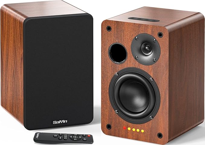 Saiyin Bluetooth Bookshelf Speakers, 40W X 2 Powered TV Speakers with 4 Inch Woofer, Turntable Speakers with Optical/AUX Input/Subwoofer Line Out for PC and TVs | 40W*2, 4 Inch Woofer, Bluetooth/Optical/AUX/RCA Input,Sub Out, TV/Turntable/Record Player...