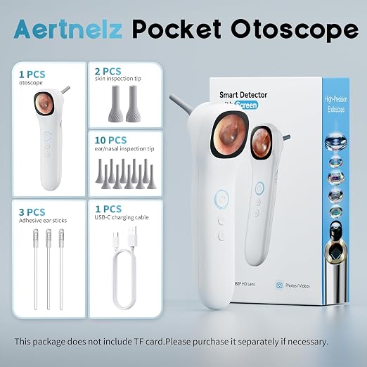 Otoscope Ear Camera with 1.21” Screen, 1080P Ear Scope with 4 LED Lights, Otoscope Camera for Adults Kids, Support Photo & Video, Type-C Charging with Computers, Baby Essentials, Home Medical