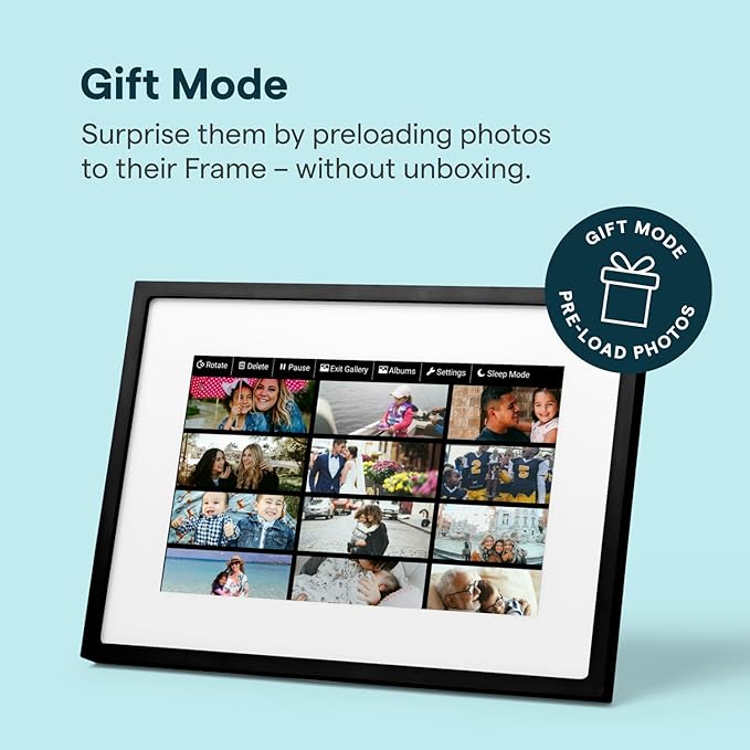 Skylight Digital Picture Frame 2 – 10" Full HD Wi-Fi Touch Screen, 16GB Digital Photo Frame, Load Photos & Videos Directly from Phone, Anti-Glare, Ideal for Personalized Gifting, Black - w/NA Adapter