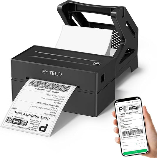 Bluetooth Thermal Shipping Label Printer 4x6 – 203 DPI Inkless for Small Business – Compatible with iPhone, Android, Windows, Mac, Chromebook via USB – Save Every First Label