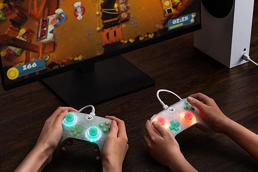 8BitDo Ultimate Mini Wired Controller for Xbox with RGB Lighting Fire Ring, Hall Effect Joysticks and Triggers, for Xbox Series X|S, Xbox One, Windows 10/11 - Officially Licensed (Translucent White)