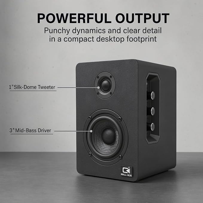 H1 Computer Speakers for Desktop PC, Monitor & Laptop, 60W Powered 2.0 Stereo with Bluetooth, 24-Bit USB-C DAC, Optical, 3.5mm AUX, Bass/Treble Control, Black