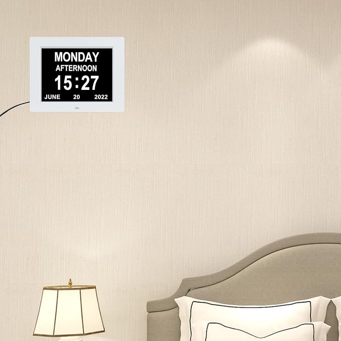 Medication Reminder Digital Calendar Dementia Day Date Time of The Week Clock for Seniors Elderly Impaired Vision Memory Loss Clock