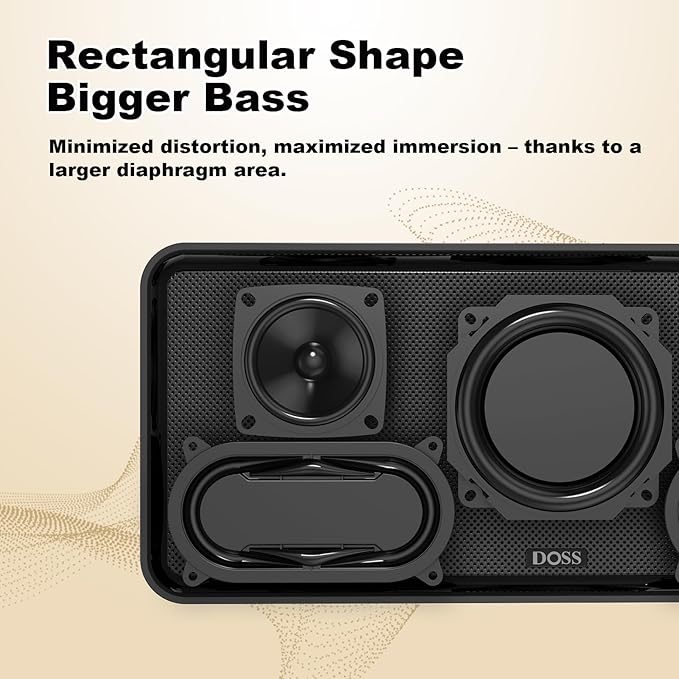 DOSS SoundBox XL 32W Bluetooth Speaker for House 丨 2.1 Channel with Subwoofer, TWS Wireless Pairing,Daul DSP, Room-Filling Sound Support AUX,TF Speaker for Home - Gold