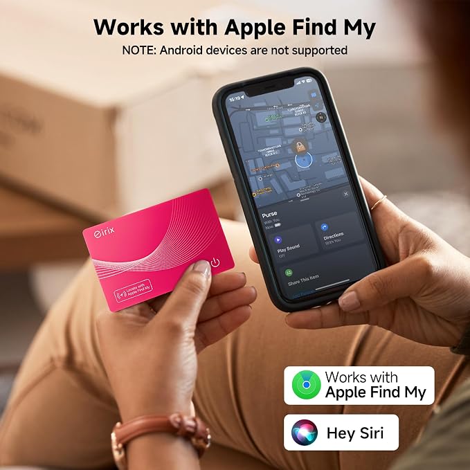 2026 [Apple MFi Certified] (iOS Only) Wallet Tracker Card, Rechargeable Thin Finder, Works with Apple Find My (iOS Only), Item Locator for Luggage Tags, Passports, Phone (Red, 1 Pack)