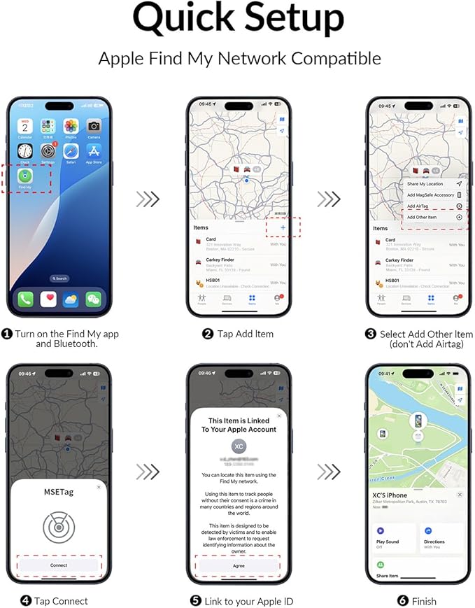 Air Tracker Tag (4 Pack) - Apple MFi Certified & IP67 Waterproof | Works with Apple Find My Network (iOS) to Track Keys, Wallet, Luggage & More