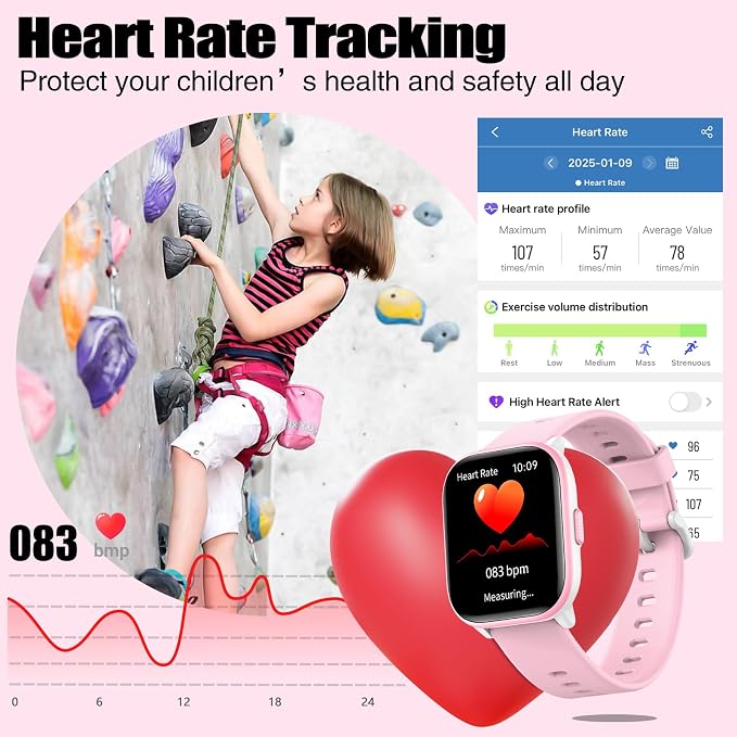 meoonley Kids Watch for Girls Boys with IP68 Waterproof, Girls Watch with 19 Sports Modes, Sleep Tracking, Pedometer, Stopwatch, Kids Activity Tracker, Birthday Gifts for Girls Age 6-15 Years Old