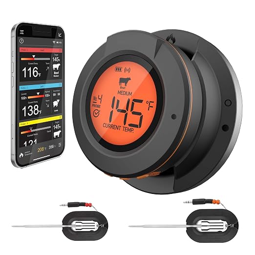 Digital Smoker Thermometer-Wireless Digital Grill Thermometer for Outside Grill-Big Green Egg Thermometer-with 2 Probes