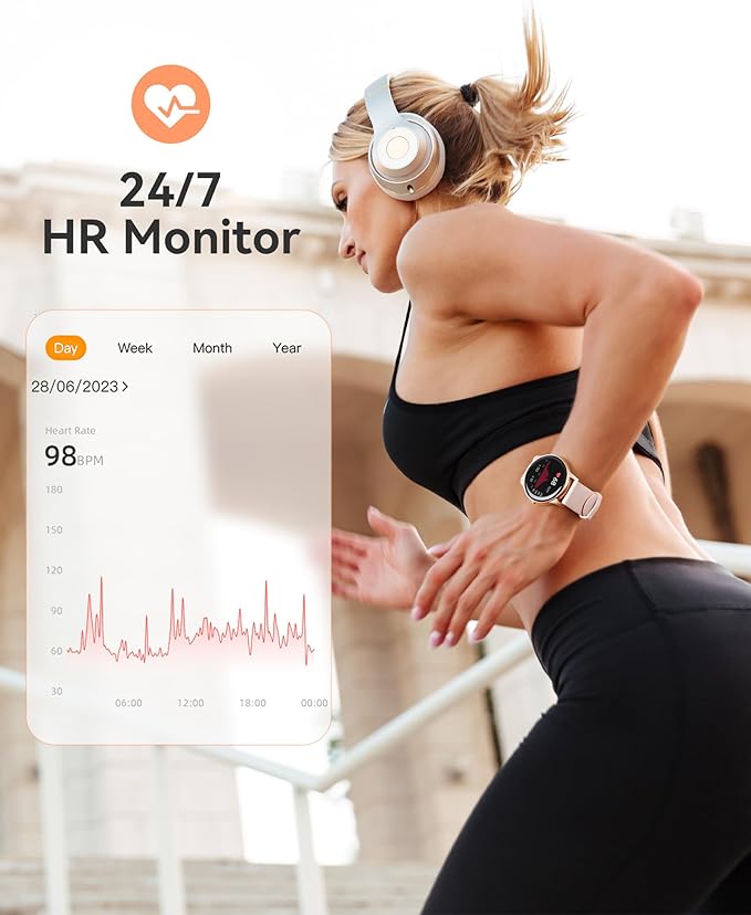 AGPTEK Smart Watch for Women, 5ATM Waterproof Smartwatch for Android and iOS Phones, Fitness Tracker Watch with 100+ Sports Modes, Heart Rate Monitor Pedometer Sleep Monitor, Pink | for Android and iOS Phones, Fitness Tracker Watch with Heart Rate Moni...