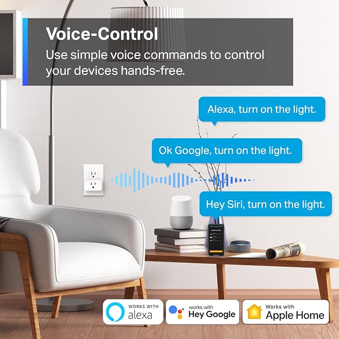 TP-Link Tapo Apple HomeKit Smart Plug Mini, Compact Design, 15A/1800W Max, Super Easy Setup, Works with Siri, Alexa & Google Home, UL Certified, 2.4G Wi-Fi Only, White, Tapo P125(4-Pack)