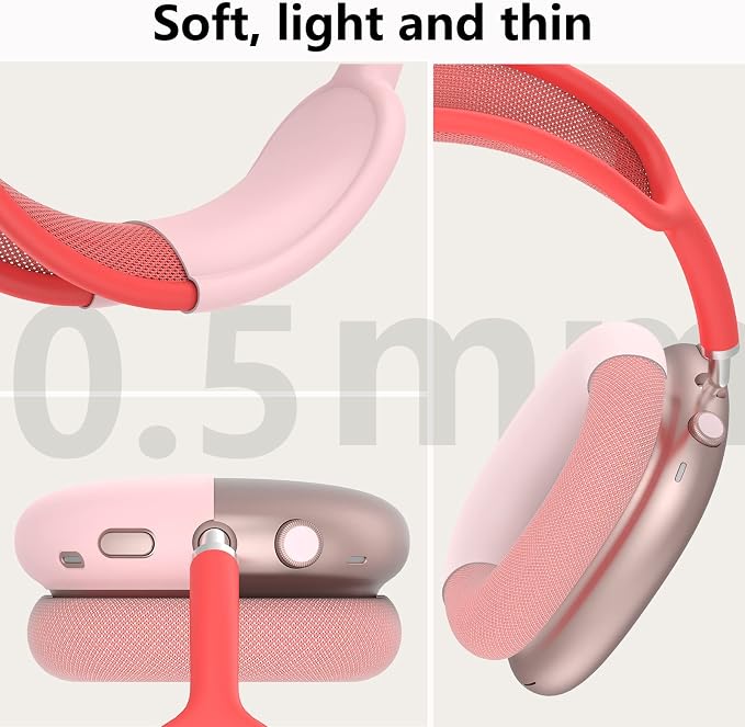 Silicone Case Cover for AirPods Max Headphones,Ear Pad Case Cover/Ear Cups Cover/Headband Cover for AirPods Max 2/1 (2026/2024/2020)(USB-C/Lightning),Silicone Accessories for Apple AirPods Max 2, Pink | Ear Pad Case Cover