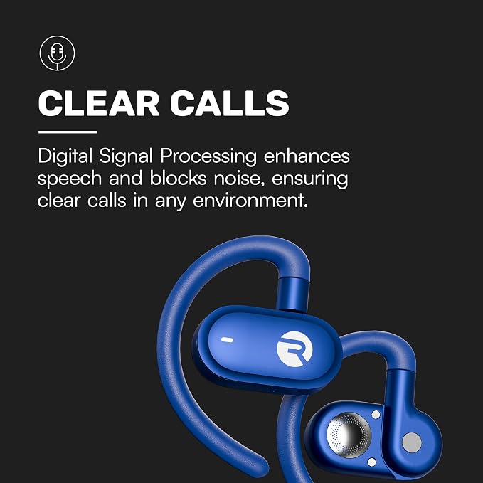 Raycon Fitness Open Ear Earbuds – Open Ear Headphones, Earbuds Wireless Bluetooth, Running Headphones, Sweat & Water-Resistant Earphones, 40 Hours Battery Life (Blue)