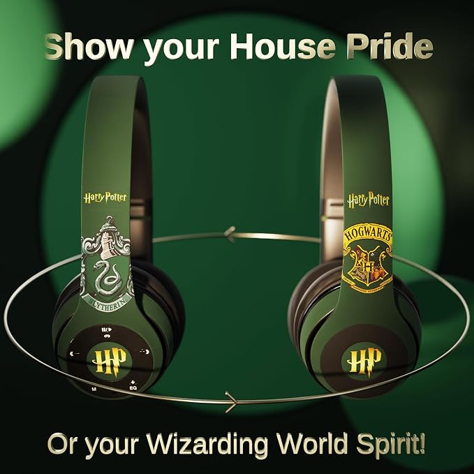 iJoy Harry Potter Slytherin Bluetooth Headphones with Built in Mic | Officially Licensed Wireless Headphones, Foldable Headset | Harry Potter Gifts for Women, Men, Teens, Kids & All Fans of Slytherin