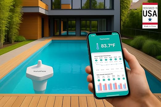 Pool Thermometer Floating Easy Read with Phone App – App Alerts, Accurate Long-Range 1K ft WiFi Wireless Digital Swimming Pool Water Thermometer for Indoor Outdoor Pools, Hot Tubs, Aquarium and Fridge
