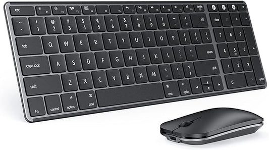 seenda Bluetooth Keyboard and Mouse Combo for Mac, SKM64-2 Rechargeable Silent Wireless Keyboard Mouse Compact Slim, 3 Multi-Device Connection, Compatible for Mac MacBook Pro/Air iPad, Black Gray