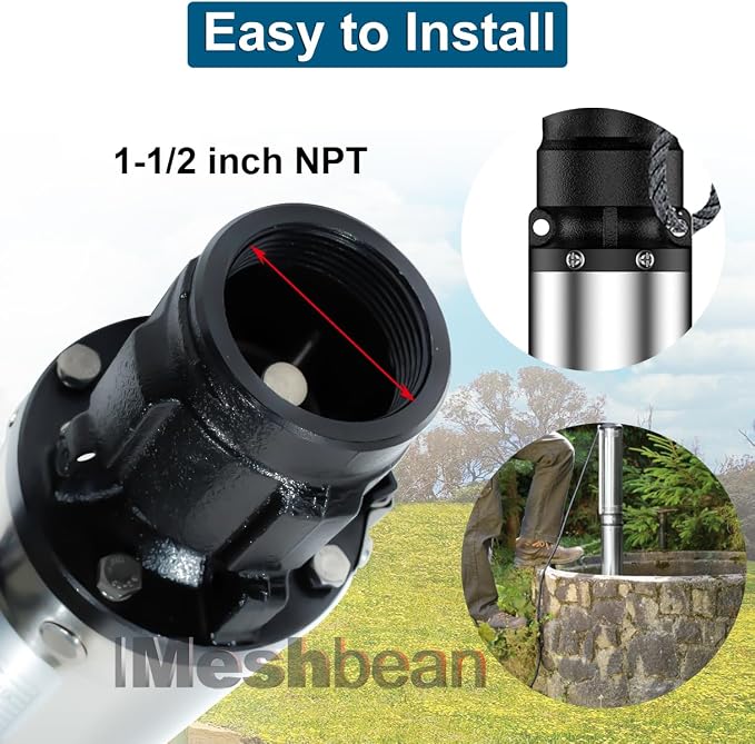 Deep Well Submersible Pump with Control Box, 1HP 110V Deep Well Pump Submersible Water Pump for Industrial Irrigation and Home, 100FT Power Cord, 33GPM,305FT Lift,Long Life,4" OD