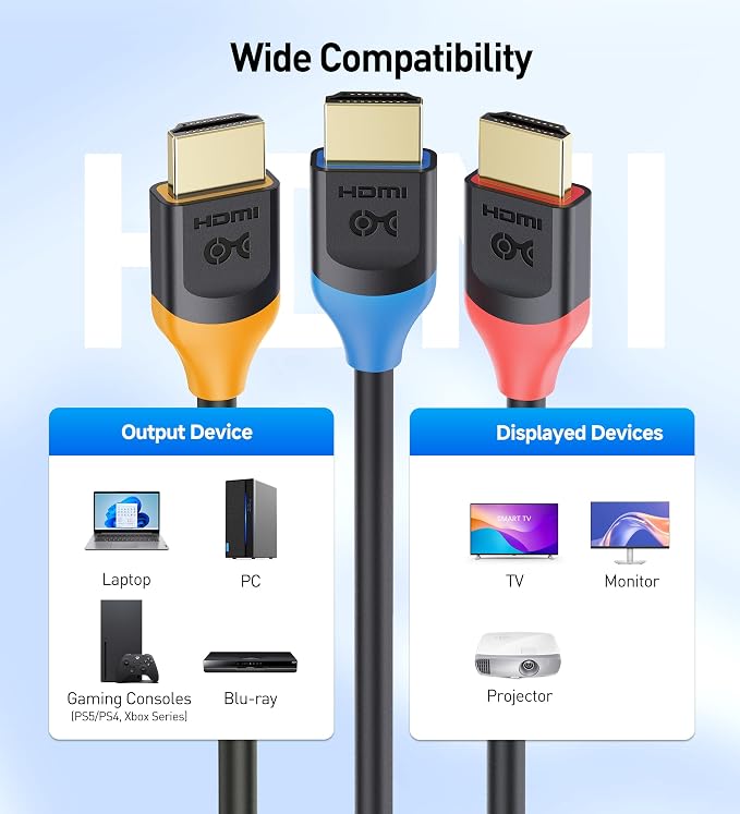 Cable Matters [Ultra High Speed HDMI Certified] 3-Pack 48Gbps 8K HDMI Cable 6.6 ft / 2m with 8K@60Hz, 4K@240Hz and HDR Support for PS5, Xbox Series X/S, RTX3080/3090, RX 6800/6900, Apple TV
