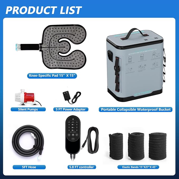 ICYTHRP Cold Therapy Machine with Programmable Timer, FSA Eligible HSA, Portable Ice Machine for Knee After Surgery, Programmable Recovery System for ACL, TKR & Sports Training with Specific Knee Pad