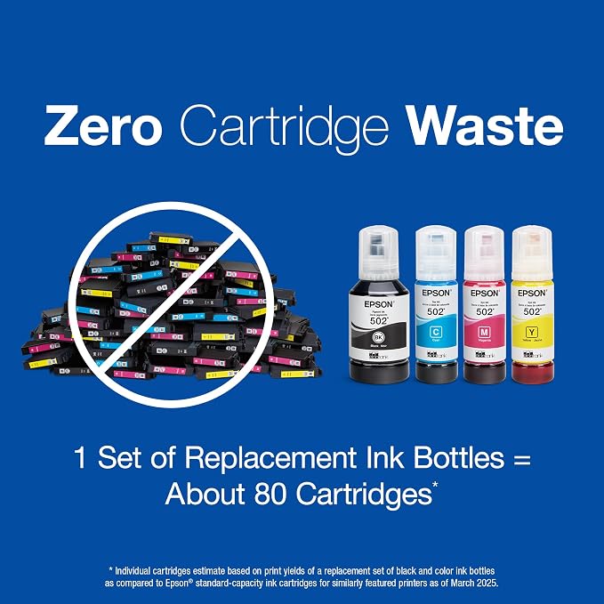 EPSON 502 EcoTank Ink Ultra-high Capacity Bottle Color Combo Pack Works with ET-2750, 2760, 2850, 3750, 3760, 3850, 4850, and other select models