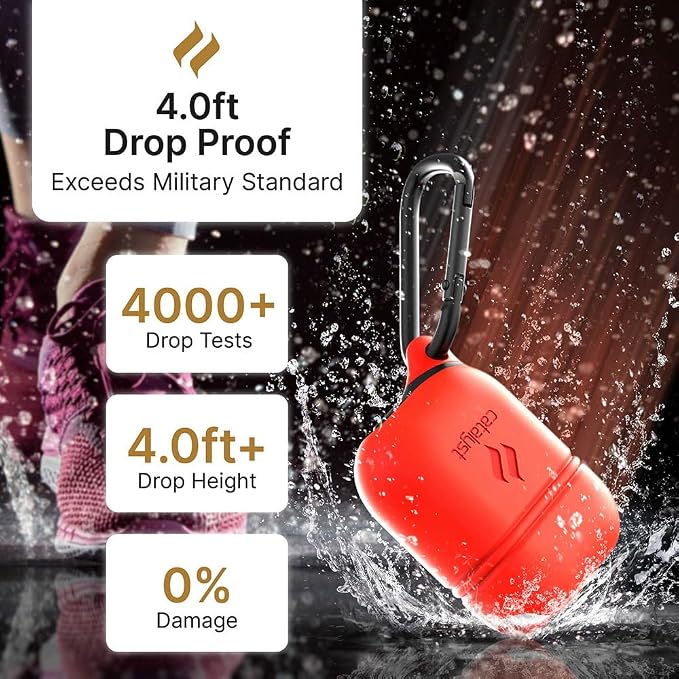 Catalyst Waterproof Case for AirPods 2nd Generation and AirPods 1st Generation - Wireless and USB-C Charging High Drop Protection AirPod Gen 2 and Gen 1 Case with Carabiner, One Piece Design