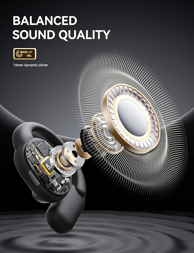 Open Ear Headphones Earbuds Wireless, 5.4 Bluetooth Ear Buds with Digital Display, Ultra-Comfort, Clear Calls, Powerful Sound, 50H Playtime, IPX4 Waterproof Sports Earphones for Running & Workouts
