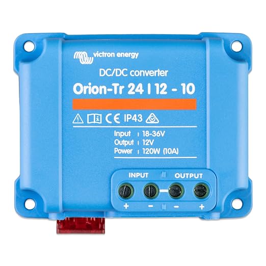 Victron Energy Orion-Tr DC to DC Converter 24/12-Volt 10 amp 120-Watt | IP43 Protected, for Dual Battery Systems, Non-Isolated
