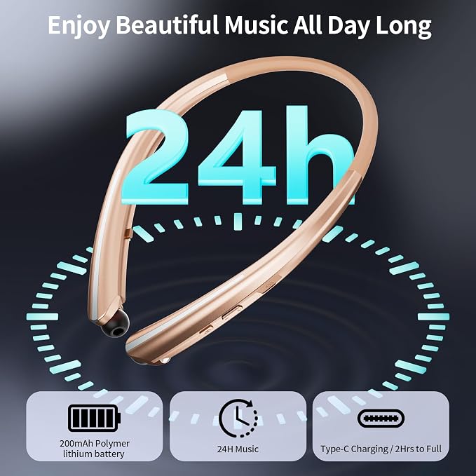 Bluetooth Headphones Neckband, Retractable Headset Wireless Sports Earbuds Noise Cancelling Stereo Earphones with Microphone, IPX5 Sweatproof, Compatible with iPhone Android (Rose) (Rose)