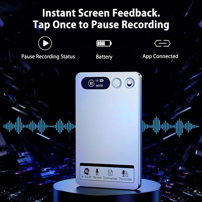 AI Note Taker Device, Smart Voice Recorder with AI Transcription, 64GB Audio Recorder for Meetings, Lectures & Phone Calls, Speech to Text Recorder, App Controlled