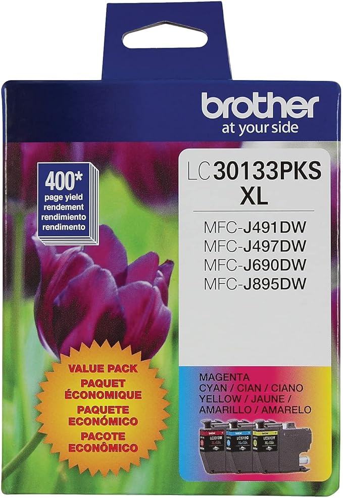 Brother High-Yield Color Printer Ink Cartridges LC3013 3-Pack for Work Smart Series - Professional Grade Ink for MFC-J491DW, J497DW, J690DW, J895DW - Up to 400 Pages per Cartridge