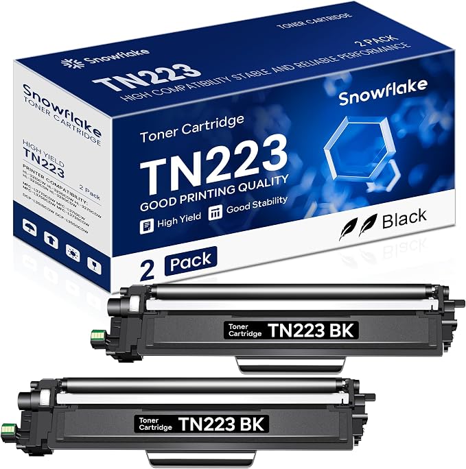 TN223BK TN-223BK Compatible TN223 TN-223 Black Toner Cartridge Replacement for Brother TN-223 TN223BK MFC-L3750CDW MFC-L3770CDW Toner, TN223 2PK