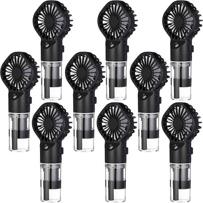 9 Pack Misting Fans Portable Rechargeable Handheld Spray Fans with 25ml Water Tank 4-speed Personal Cooling Fan, USB-c Mini Handheld Fan for Travel Outdoor Sport Office Home Summer Gifts
