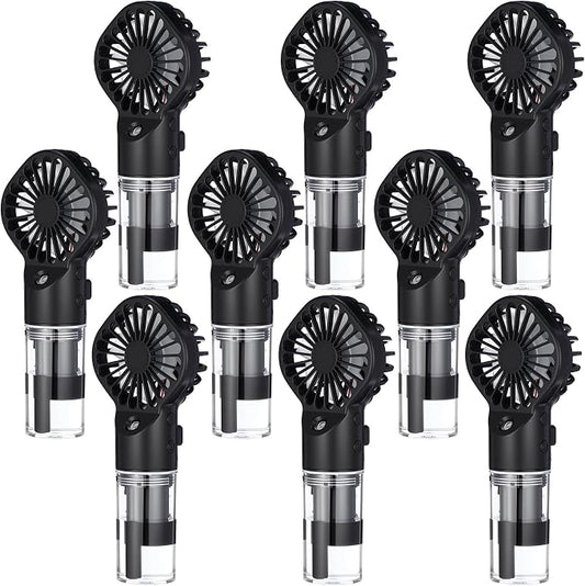 9 Pack Misting Fans Portable Rechargeable Handheld Spray Fans with 25ml Water Tank 4-speed Personal Cooling Fan, USB-c Mini Handheld Fan for Travel Outdoor Sport Office Home Summer Gifts