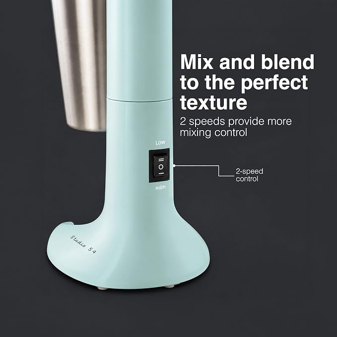 Retro Milkshake Maker, Electric Drink Mixer with 17oz Stainless Steel Mixing Cup, Milkshake Machine & Frappe Maker, 2-Speed Shake Mixer for Smoothies, Ice Cream Drinks & Coffee
