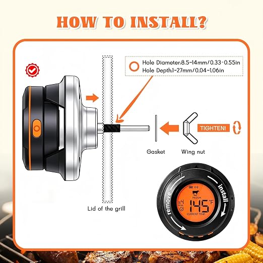 Bluetooth Smart Grill Gauge Thermometer with 2 Hub Meat Probes for Kamado Joe Grills Weber Smoker Offset Replacement Accessories,Universal Version Digital Grill Thermometer Real Time Monitoring
