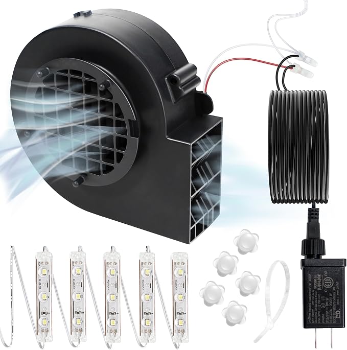 Replacement 1A Blower for Easter Inflatables, 1.25A Adapter for Christmas Yard Inflatable Blow Up Outdoor Holiday Yard Inflatables Decorations Replacement Fan Blower, Adapter, 5 LEDs Bulbs Set