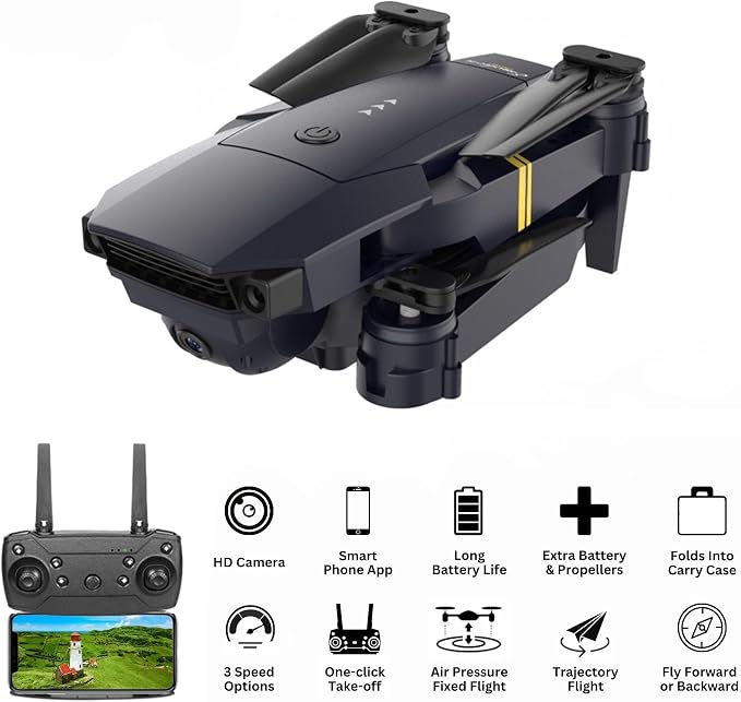 Black Falcon 4k Drone with Camera 2026 Quadcopter Drones for Kids, drone for adults, beginner and pros | HD pictures and videos, foldable, silent, 30 MPH Falcon Drones with Camera for Adults 4k