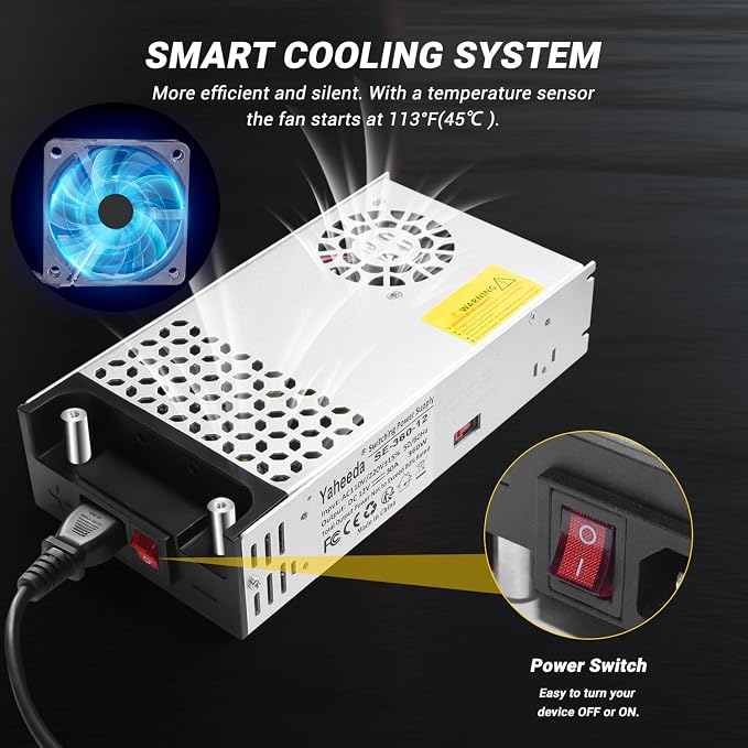 New Version Converter, 110V AC to 12V DC Converter Power Supply 12V 360W 30A DC Switch Transformer for RV,Pump,LED Strip, LCD Monitor (12V 360W)