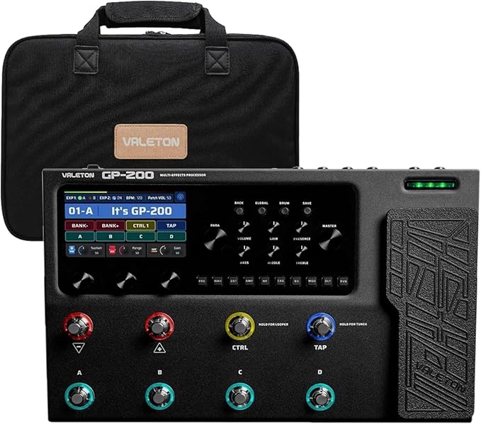 Valeton GP-200 Multi-Effects Guitar & Bass Processor Pedal with Amp Modeling, IR Loader, Expression Pedal, USB Audio Interface, Looper, Drum Machine + Gig Bag Bundle