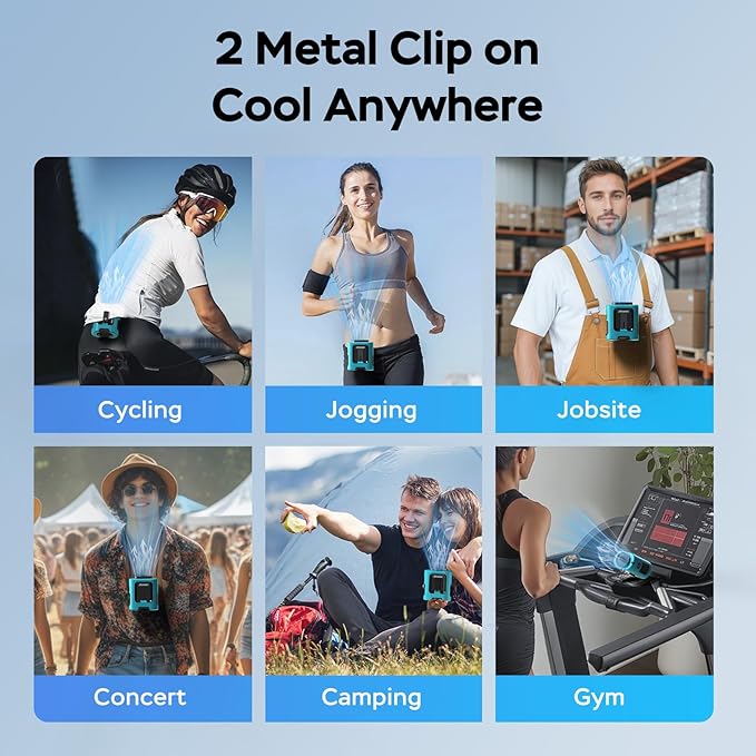 AMACOOL Mini Portable Waist Fan Clip on, Gifts for Father Him Men Dad Husband, 13000RPM Rapid-Cooling Personal Neck Fans, Wearable Shirt Belt Fan for Women Men Outdoor Work Jobsite Travel Camping