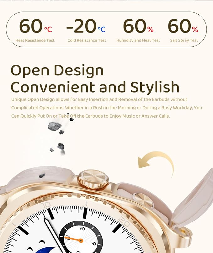 Smart Watch with Earbuds for Women&Wife Gift, 1.53” HD Display, Bluetooth Call, Music Control,Fitness Tracker, Step,Calories,Sleep Monitor,Heart Rate Monitor,Health Tracking,Android & iOS