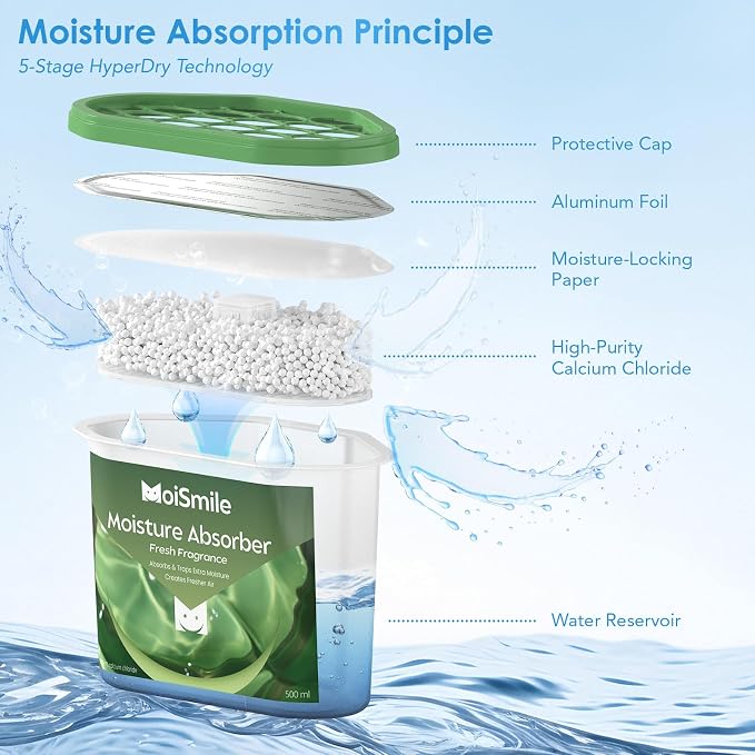 Moisture Absorbers 12 Pack, Fast Acting 10.8 Oz Humidity Absorber & Odor Eliminator, Fresh Scent, High Capacity Dehumidifier for Closet, Bathroom, Basement, Car & RV
