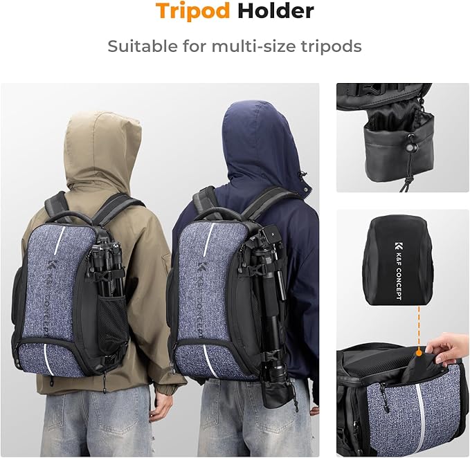 K&F CONCEPT Camera Backpack,25L Large Capacity Camera Bag for Photographers with Raincover and 15.6 Inch Laptop Compartment Compatible for Canon/Nikon/Sony/DJI Mavic Drone