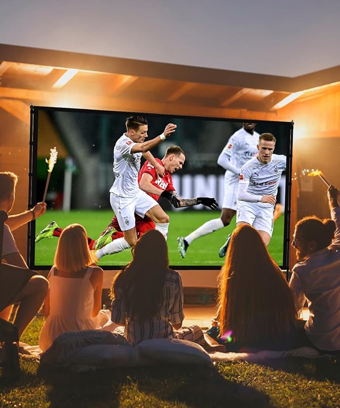 STWUI Projector Screen with Stand - 100 Inch Outdoor Projector Screen Portable Projector Screens 16:9 4K HD Outdoor Movie Screen with Carry Bag Can Enjoy Home Theater Projection Screen