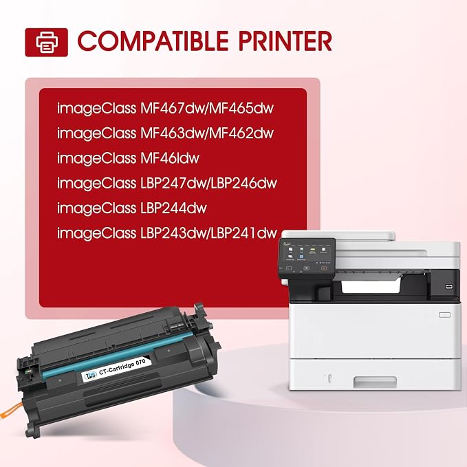 070 Black Toner Cartridge Compatible for Canon MF465dw 070 070H Toner CRG070 CRG-070 for Canon imageCLASS MF465dw MF462dw LBP247dw LBP246dw MF460 LBP240 MF462 LBP247 LBP246 Laser Printer Ink 2-Pack
